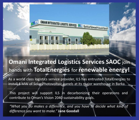Solar panels at ILS Barka Warehouse, Powering Oman’s Sustainability Vision